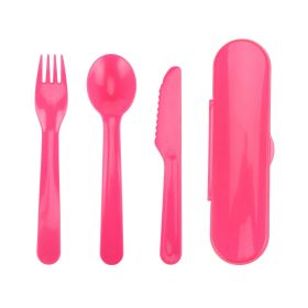 4-Piece Kids Plastic Utensil Set with Travel Case – Pink, BPA-Free, Fork, Spoon, Knife