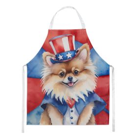 Pomeranian Patriotic American Apron Cooking Kitchen Server Baking Crafts Gardening for Adult Women Men, Unisex, Large, Multicolor