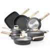 19 Piece Pots and Pans Set Granite Nonstick Kitchen Cookware Induction Black