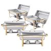 8 Qt 4 Pack Rectangle Chafing Dish Buffet Set Full-Size & Half-Size Pans Gold