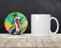 Hippie Animal Pelican Large Sandstone Coasters Pack of 4 Absorbent Round Coasters Decor Gifts for Men or Women, 4 in, Multicolor