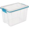 (2 pack) Small Storage Bin, 20 Quart Clear Plastic Storage Container with Gasket Lid, Blue