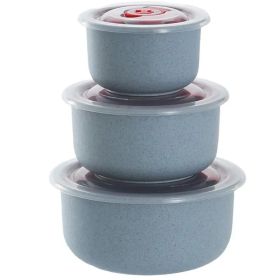 3pcs Lightweight Wheat Straw Bowl For Food Storage Cereal Desserts, Reusable Cutlery, Can Be Used As Fruit Snack Container (Color: Blue)