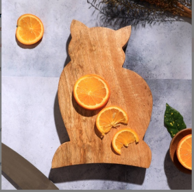 Cat Serving & Chopping Board (Option: Natural Wood)