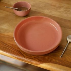 Rustic Reef Ceramic Pasta Bowl Elegant & Durable Dish For Stylish Dining (Color: Pink)